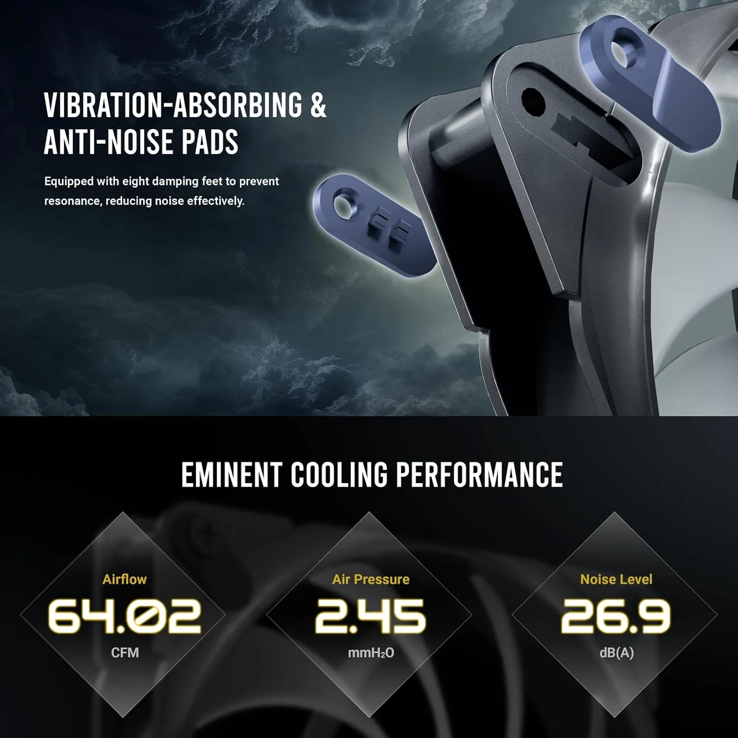 Antec Tranquil ARGB 120mm x 25mm Case Fans - 3 Pack ARGB PWM Fans, 2000RPM, 64.02CFM, 2.45mmHO, 4 Pin PWM & 3 Pin LED Connector