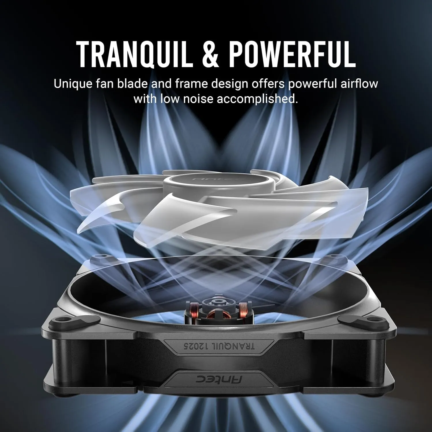 Antec Tranquil ARGB 120mm x 25mm Case Fans - 3 Pack ARGB PWM Fans, 2000RPM, 64.02CFM, 2.45mmHO, 4 Pin PWM & 3 Pin LED Connector