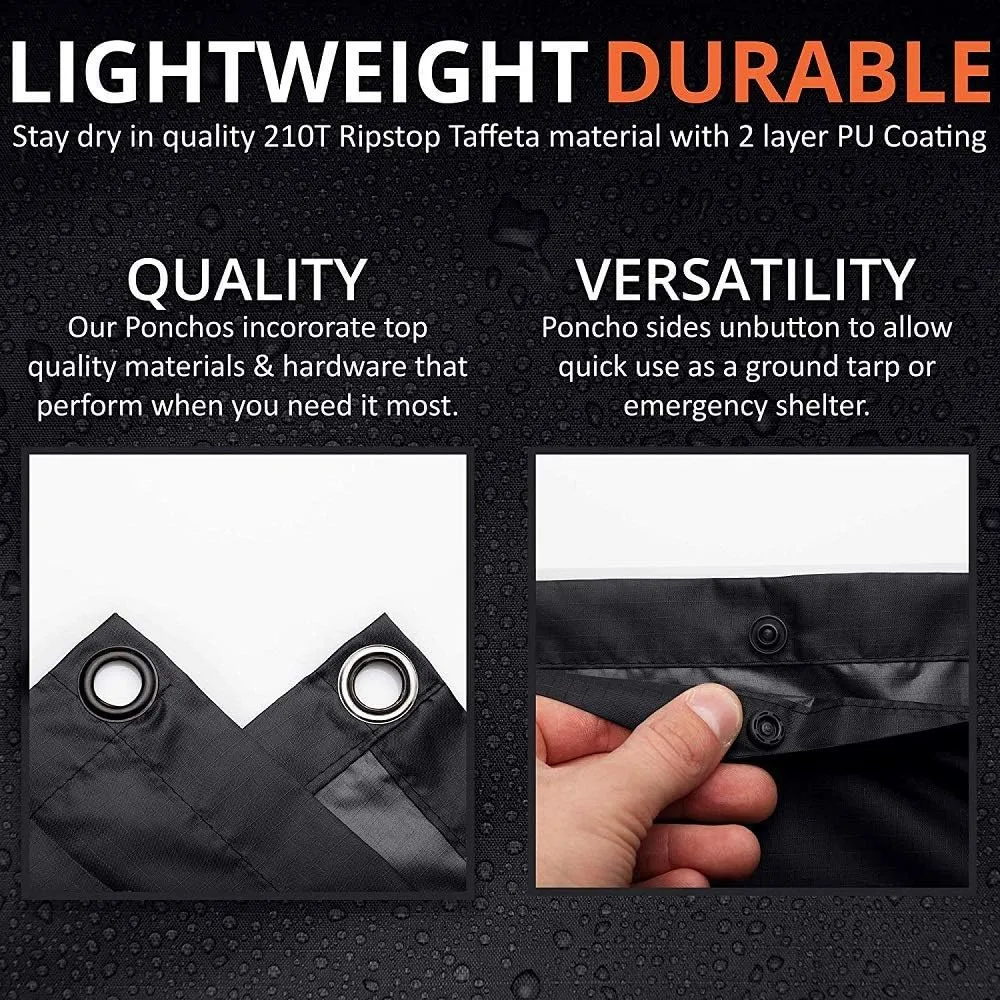 Arcturus Rain Ponchos | Adjustable Hood | Waterproof Ripstop Nylon | Great for Hunting, Fishing & Camping