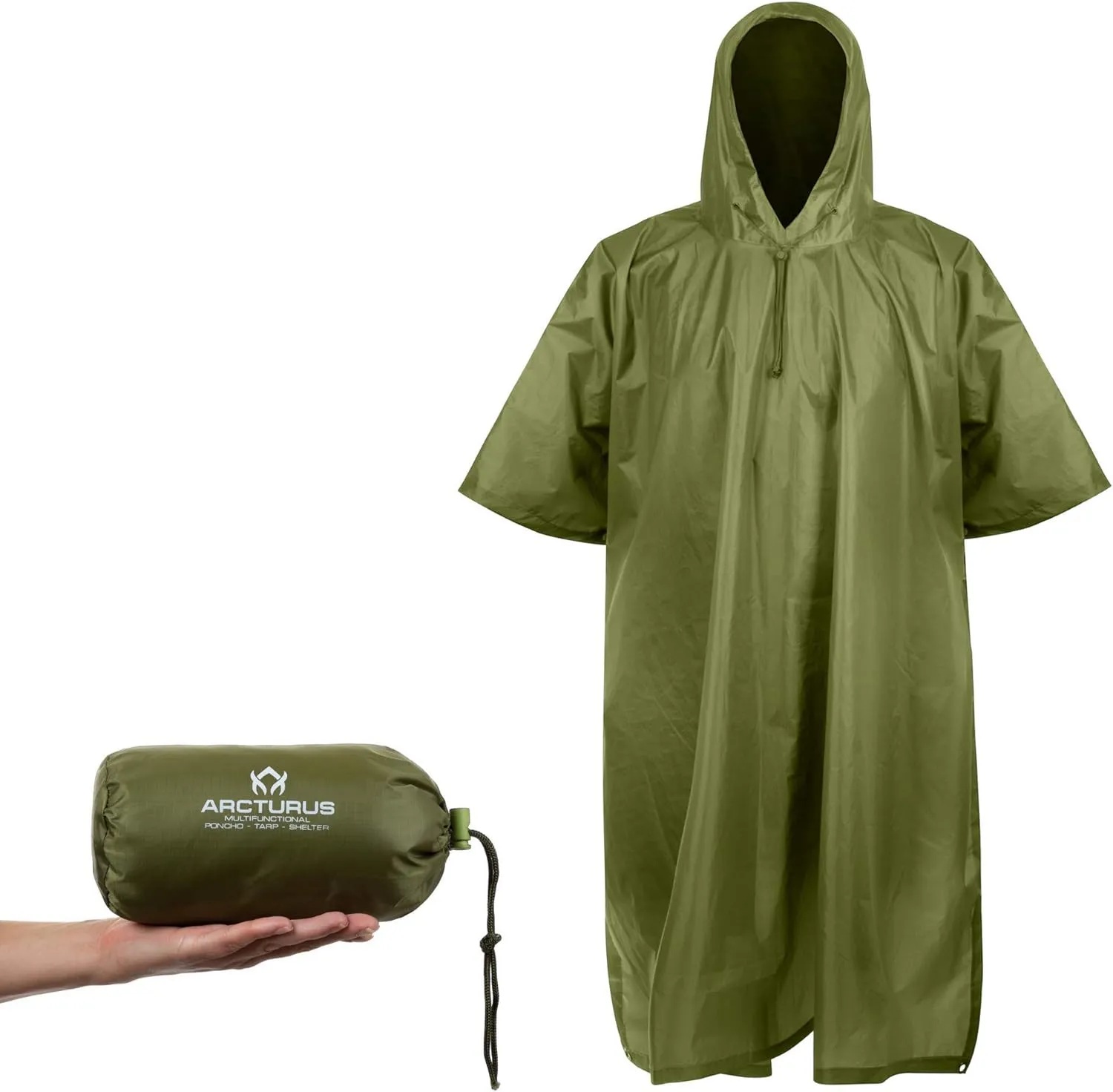 Arcturus Rain Ponchos | Adjustable Hood | Waterproof Ripstop Nylon | Great for Hunting, Fishing & Camping