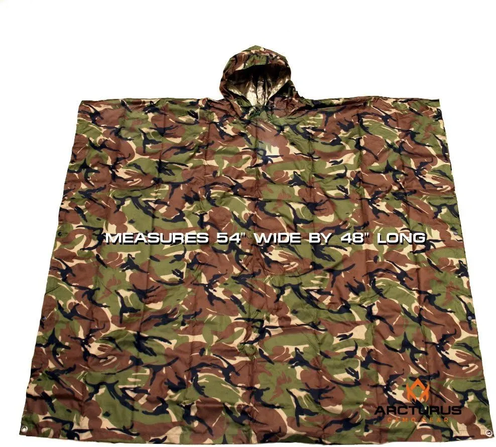 Arcturus Rain Ponchos | Adjustable Hood | Waterproof Ripstop Nylon | Great for Hunting, Fishing & Camping