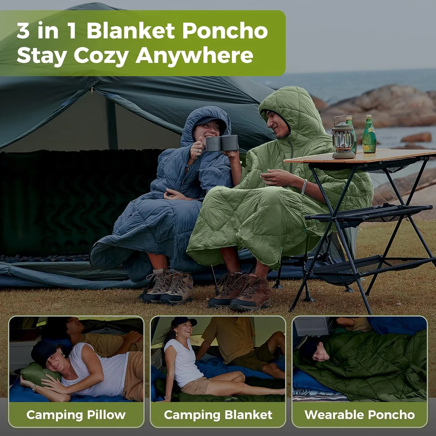 ATEPA Wearable Sleeping Bag, Recycled Stadium Blanket Packable Ultralight Warm Windproof Poncho Camping Outdoor Sports