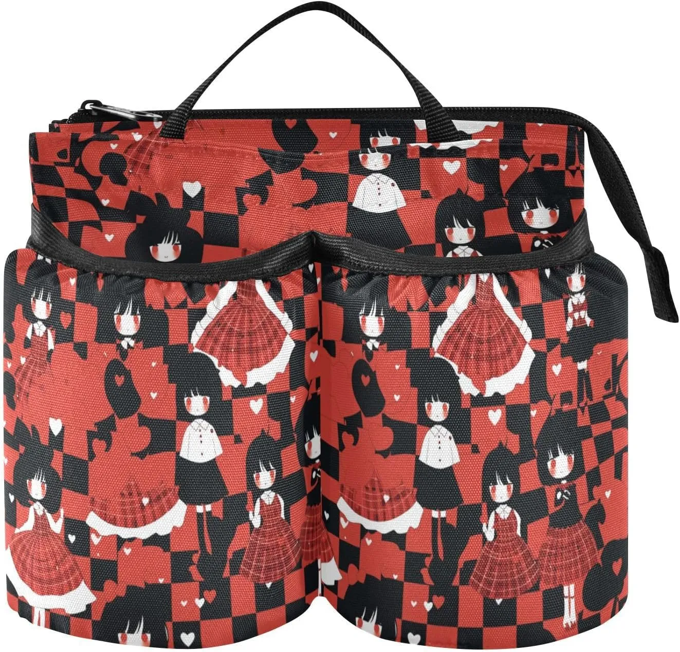 Attachment Cup Holder Portable Buffalo Plaid Anime Valentines Girl Red Suitcase Coffee Holder Two Cup Holder for World Travelers maletas de para