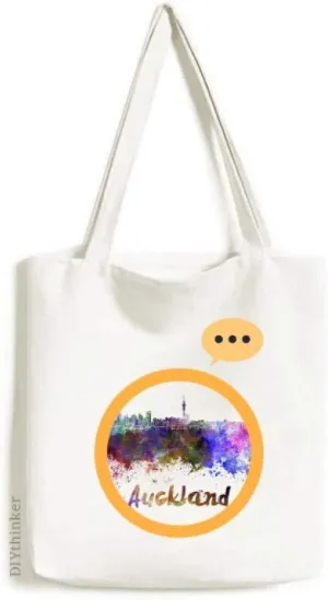 Auckland New Zealand City Watercolor Expression Gift Sack Canvas Tote Shoulder Bag