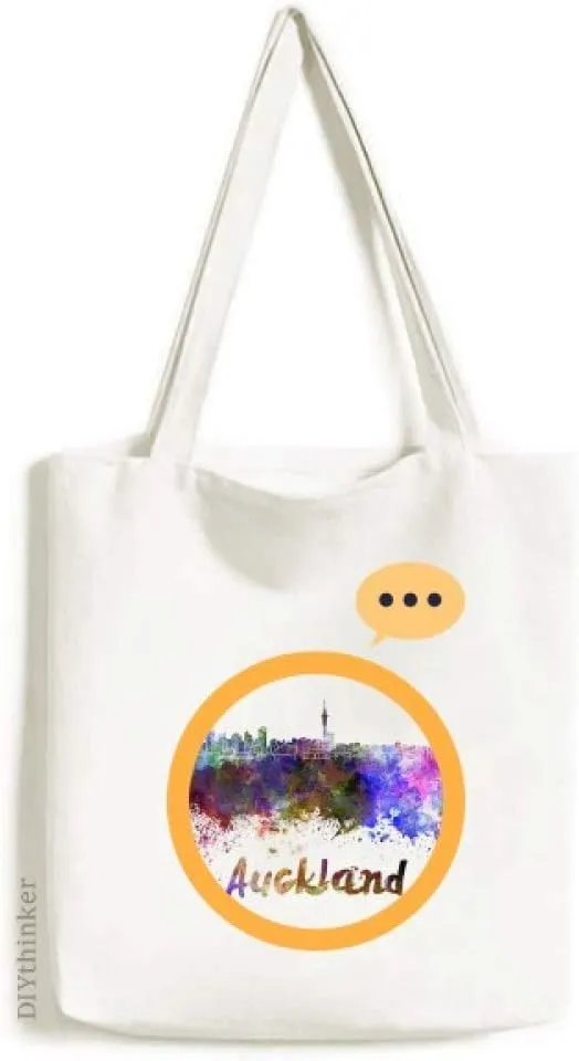 Auckland New Zealand City Watercolor Expression Gift Sack Canvas Tote Shoulder Bag