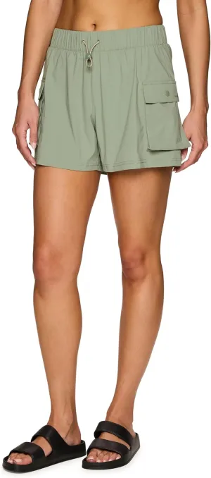 Avalanche Cargo-Style Hiking Shorts for Women, Quick Drying Woven Walking Shorts with Drawstring Bungee Waistband