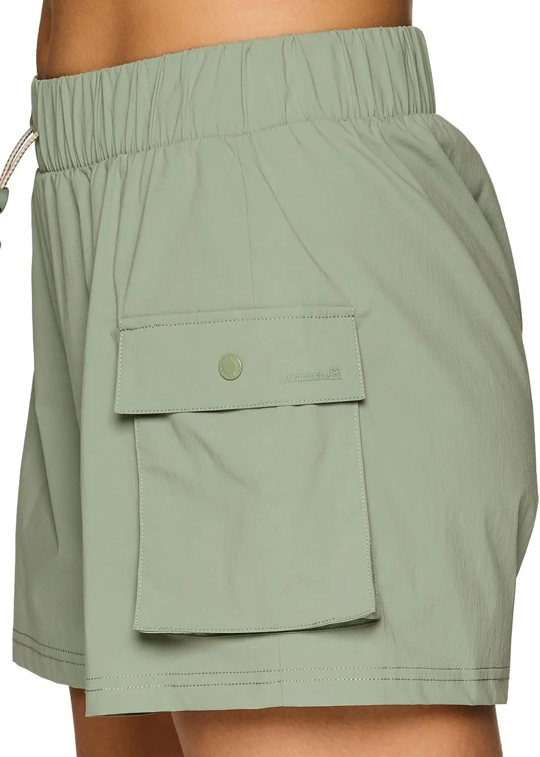 Avalanche Cargo-Style Hiking Shorts for Women, Quick Drying Woven Walking Shorts with Drawstring Bungee Waistband