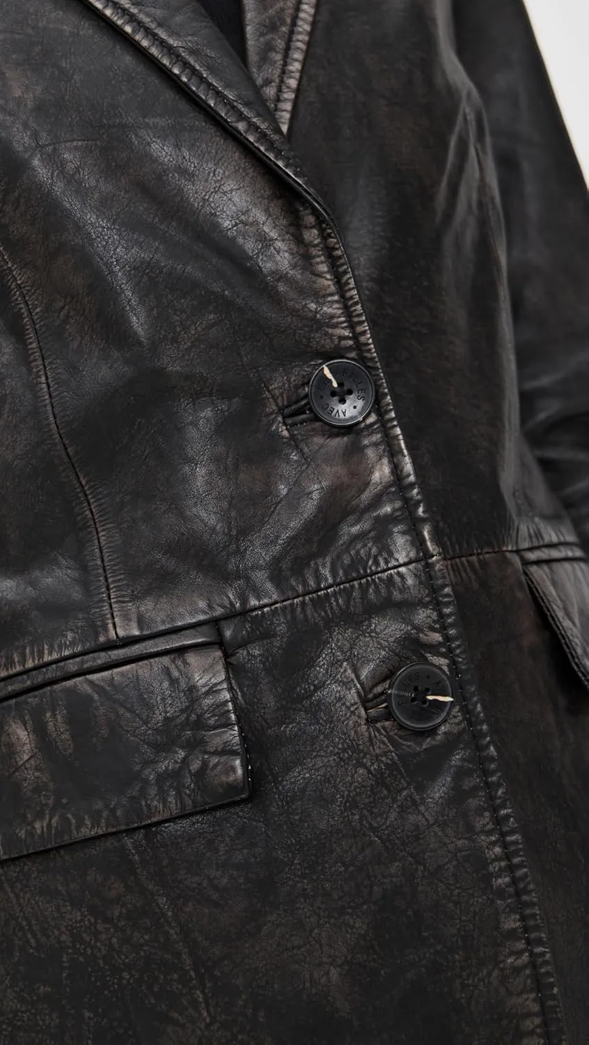 Avec Les Filles Women's Genuine Leather Oversized Blazer
