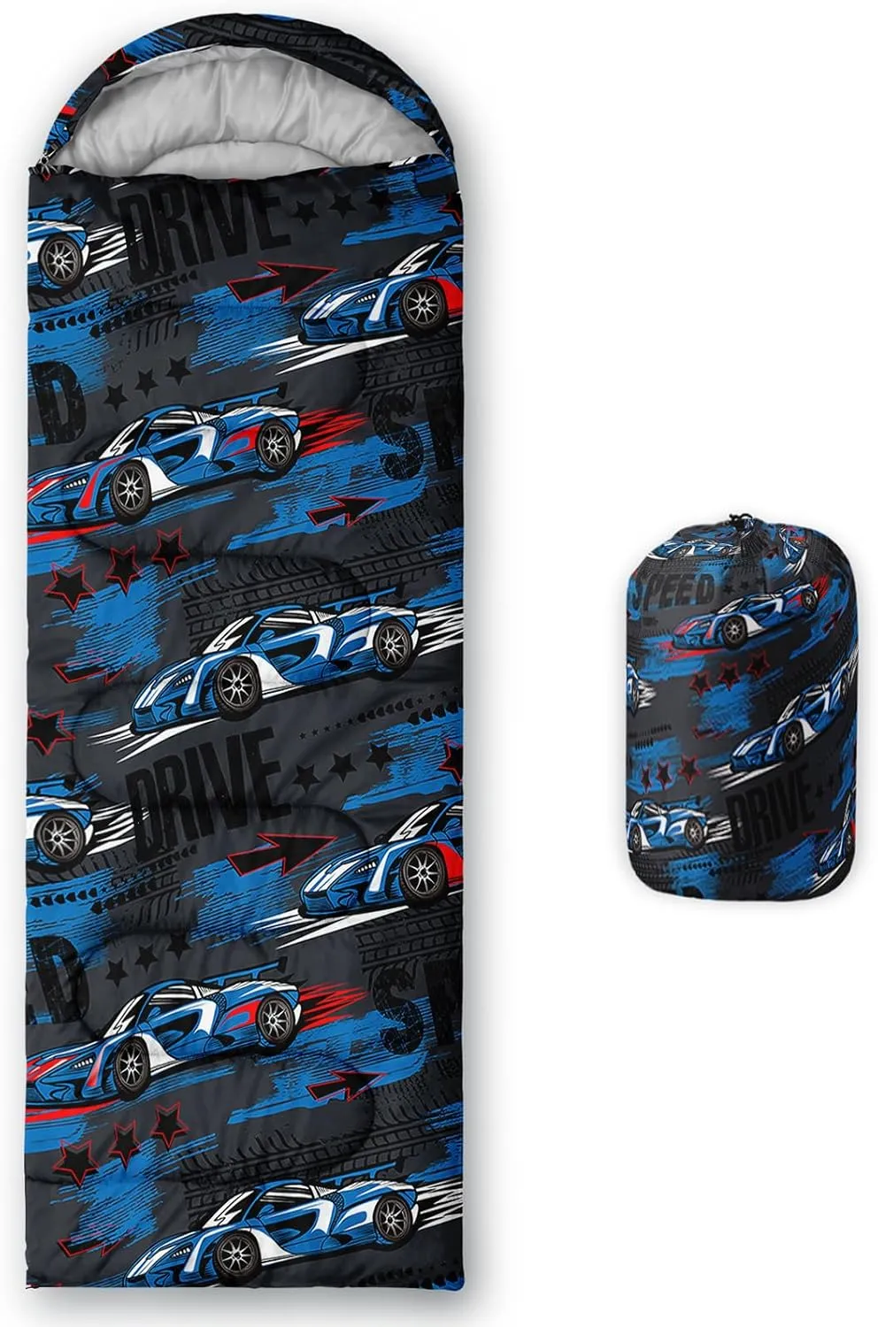 Axolotl Racing Car Sleeping Bag for Traveling,Cool Car Backpacking Camping Bag for Boys Men,Waterproof Portable Camping Stuff for 3 Season,Lightweight Compact Camping Gear Equipment Hunting Adventure