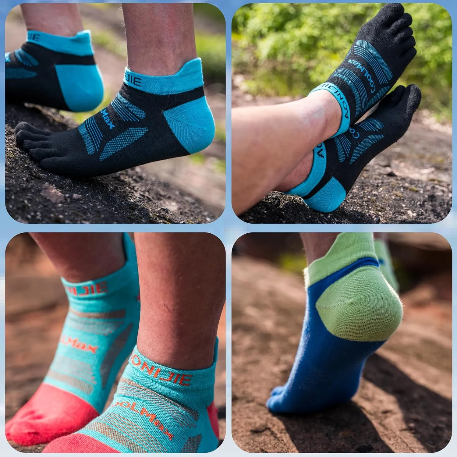 Azarxis Running Ankle Toe Socks for Men Women Lightweight Coolmax High Performance Five Finger Athletic Socks