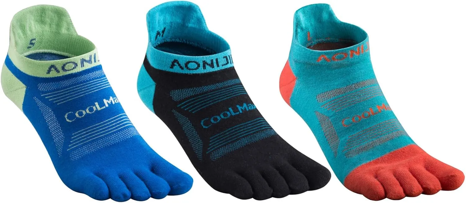 Azarxis Running Ankle Toe Socks for Men Women Lightweight Coolmax High Performance Five Finger Athletic Socks