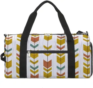 Aztec Feather Pattern Travel Gym Bag Sport Workout Duffel Bags with Compartments And Side Pocket
