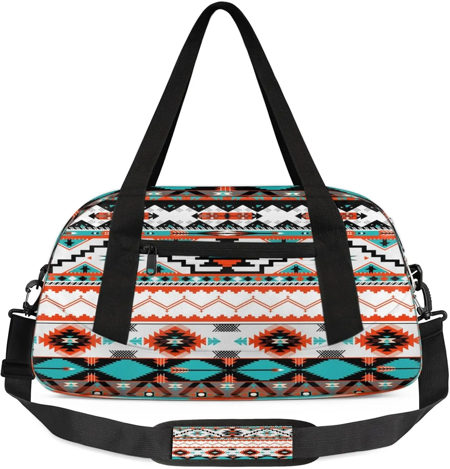 Aztec Tribe Pattern Kids Duffel Bag Lightweight Waterproof Sports Gym Bag with Front Zipper Pocket Foldable Weekender Overnight Bag for School Practice Gymnastic Ballet