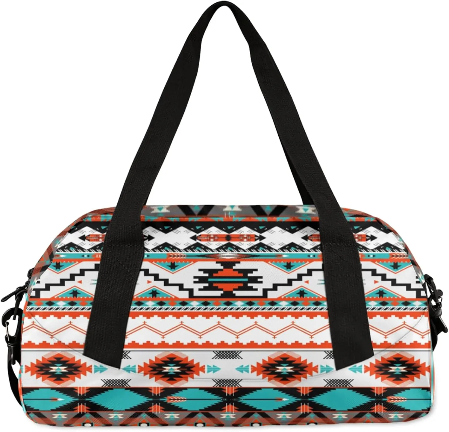 Aztec Tribe Pattern Kids Duffel Bag Lightweight Waterproof Sports Gym Bag with Front Zipper Pocket Foldable Weekender Overnight Bag for School Practice Gymnastic Ballet