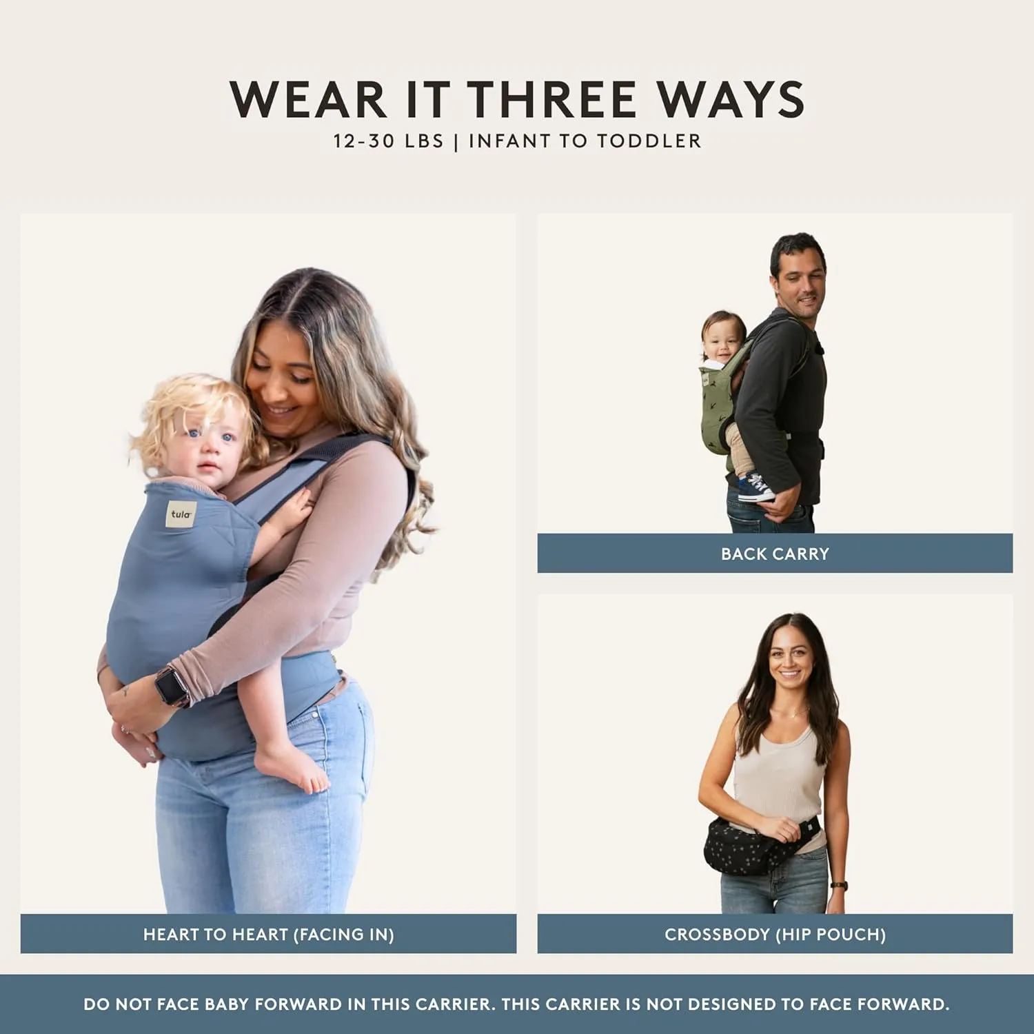 Baby Tula Lite Compact Baby Carrier, Ultra Compact and Lightweight, Travel, Convenient Carry Pouch, Ergonomic and Multiple Posisitions for 12-30 pounds, Discover