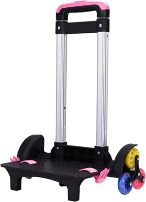 Backpack Trolley, Wheeled Trolley Aluminium Alloy Foldable Hand Cart 6 Wheels Rolling Luggage Carts for Kids School