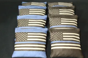BackYardGamesUSA Blue Lives Matter Stick and Slide B115 - All Weather or Corn Filled Cornhole Bags - Set of 8 Regulation Size Duck Canvas Cornhole Toss Bean Bags