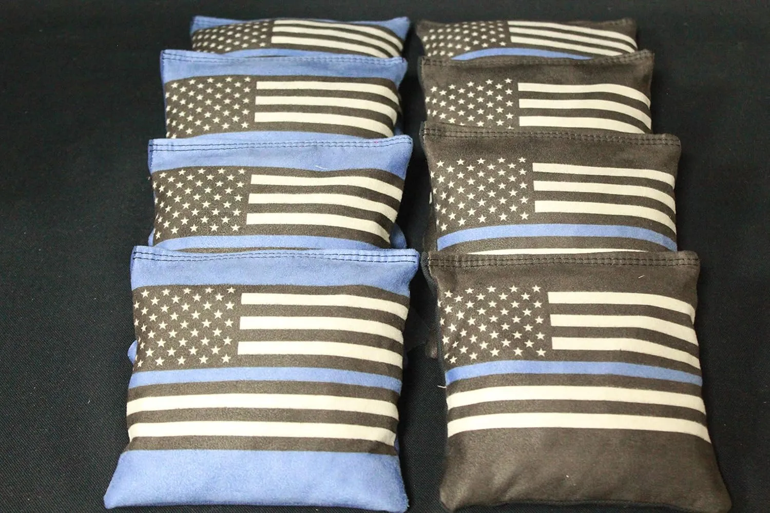BackYardGamesUSA Blue Lives Matter Stick and Slide B115 - All Weather or Corn Filled Cornhole Bags - Set of 8 Regulation Size Duck Canvas Cornhole Toss Bean Bags