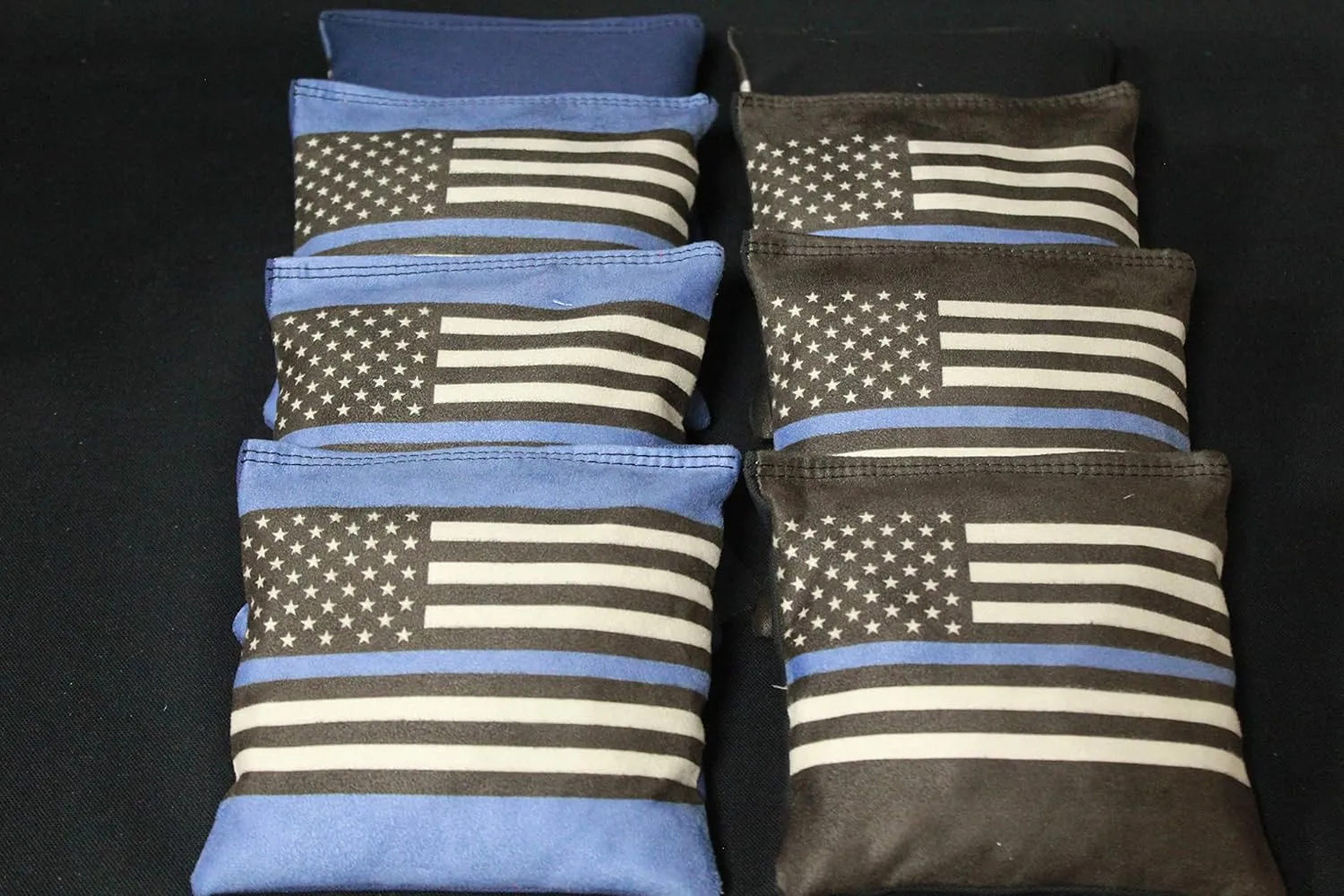 BackYardGamesUSA Blue Lives Matter Stick and Slide B115 - All Weather or Corn Filled Cornhole Bags - Set of 8 Regulation Size Duck Canvas Cornhole Toss Bean Bags