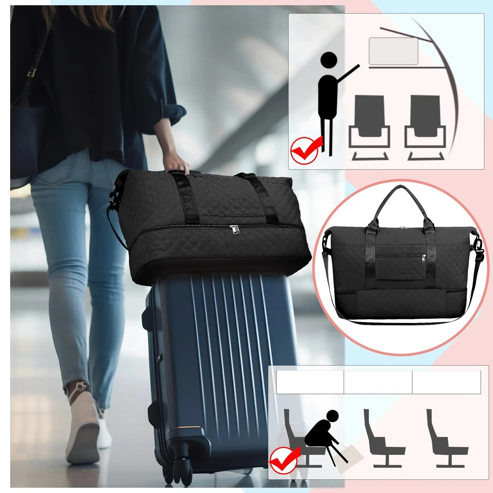 Bag,Hospital Women Toiletry Duffle Pocket Bags Airplanes,Overnight Wet Men,Carry Bag with 3Pcs Bag,Weekender with Combo offer Bag on Bags for Gym Delivery,Yoga for Travel Bag for All-in-one collection and Duffel Labor