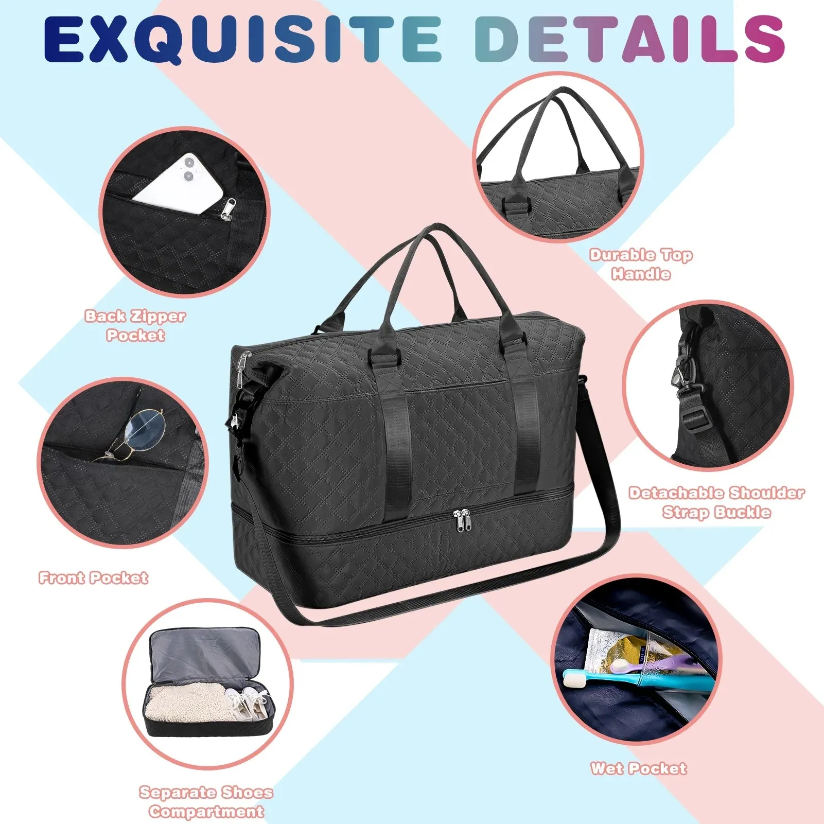 Bag,Hospital Women Toiletry Duffle Pocket Bags Airplanes,Overnight Wet Men,Carry Bag with 3Pcs Bag,Weekender with Combo offer Bag on Bags for Gym Delivery,Yoga for Travel Bag for All-in-one collection and Duffel Labor
