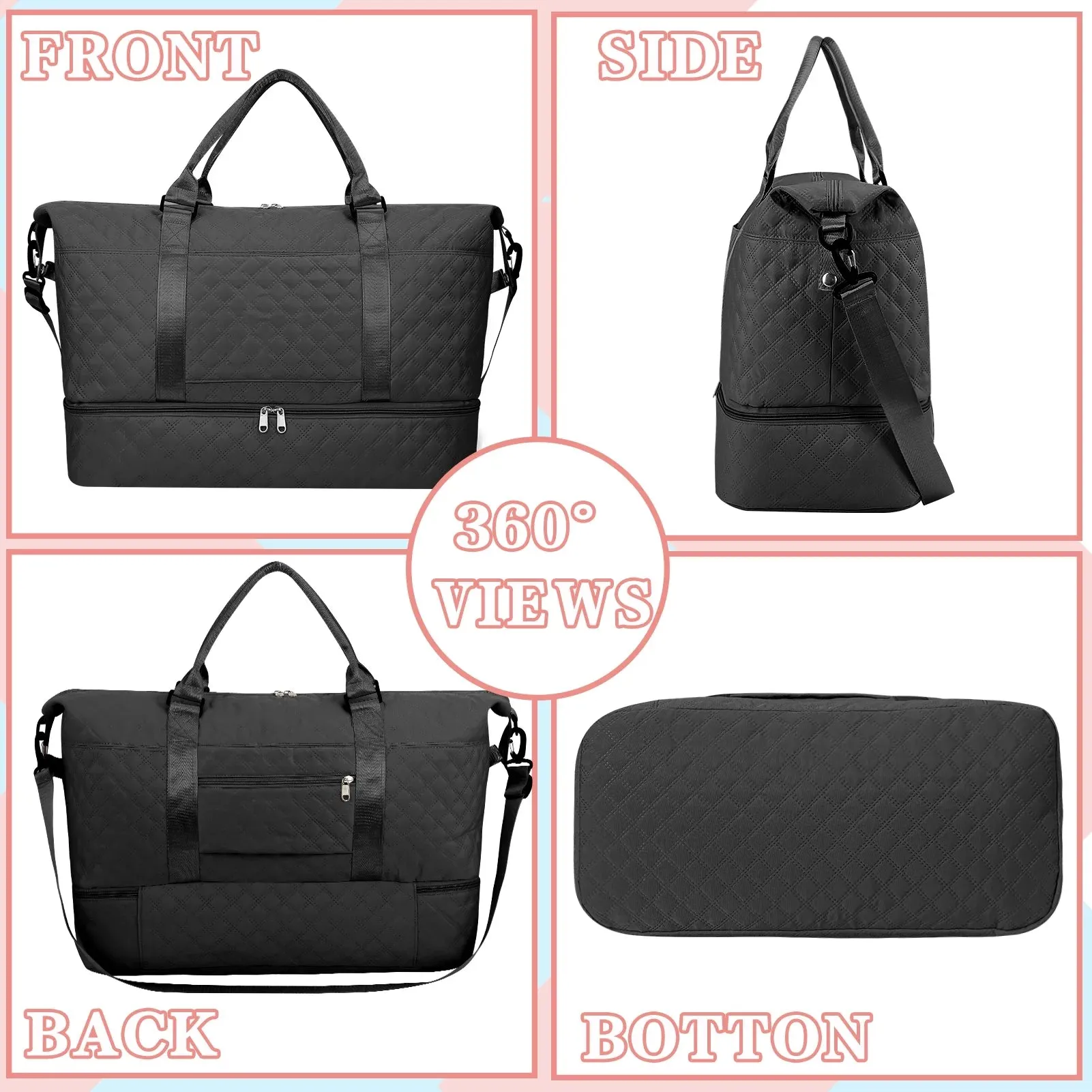 Bag,Hospital Women Toiletry Duffle Pocket Bags Airplanes,Overnight Wet Men,Carry Bag with 3Pcs Bag,Weekender with Combo offer Bag on Bags for Gym Delivery,Yoga for Travel Bag for All-in-one collection and Duffel Labor