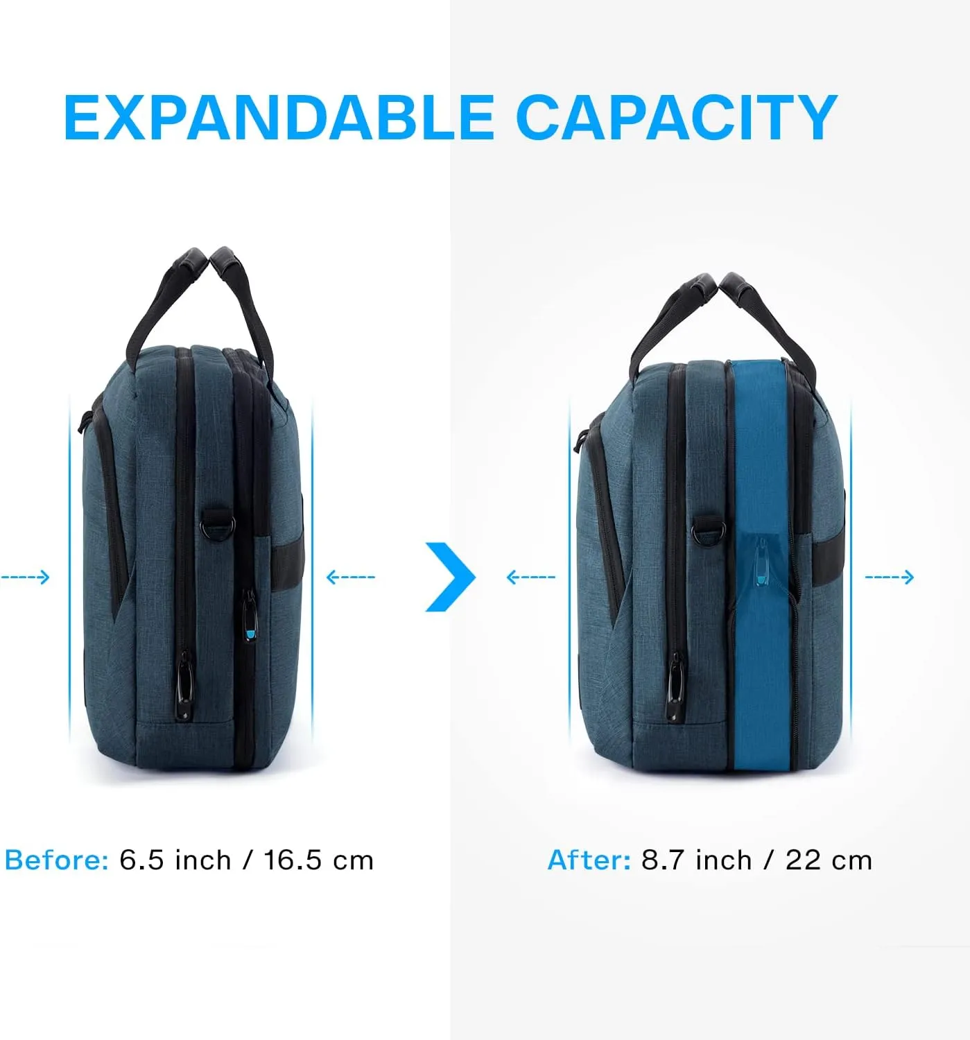 BAGSMART 17.3 Inch Laptop Bag, Expandable Computer Bag Laptop Briefcase Men Women, Laptop Shoulder Bag, Work Bag Business Travel Office, Dark Blue