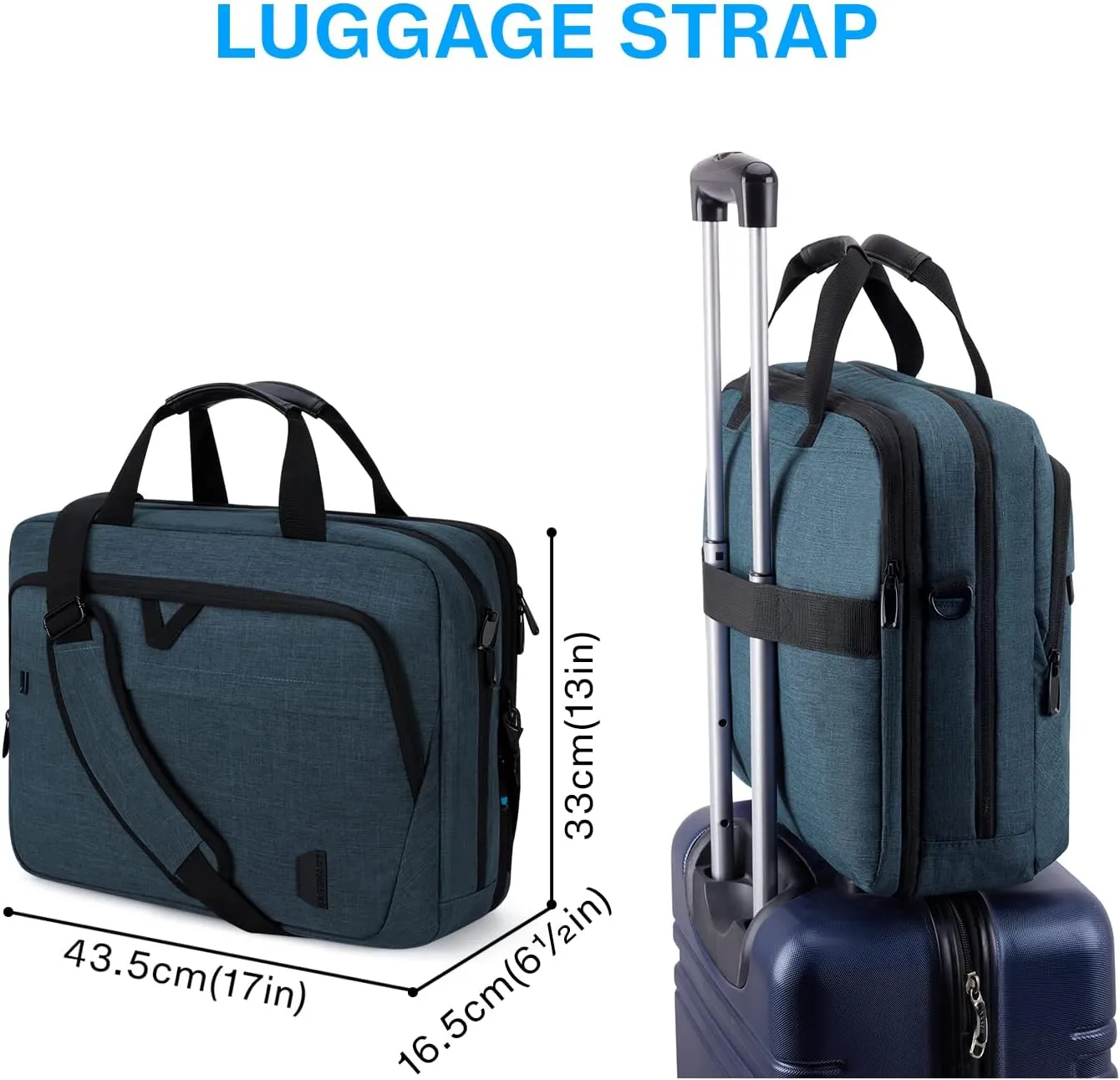 BAGSMART 17.3 Inch Laptop Bag, Expandable Computer Bag Laptop Briefcase Men Women, Laptop Shoulder Bag, Work Bag Business Travel Office, Dark Blue