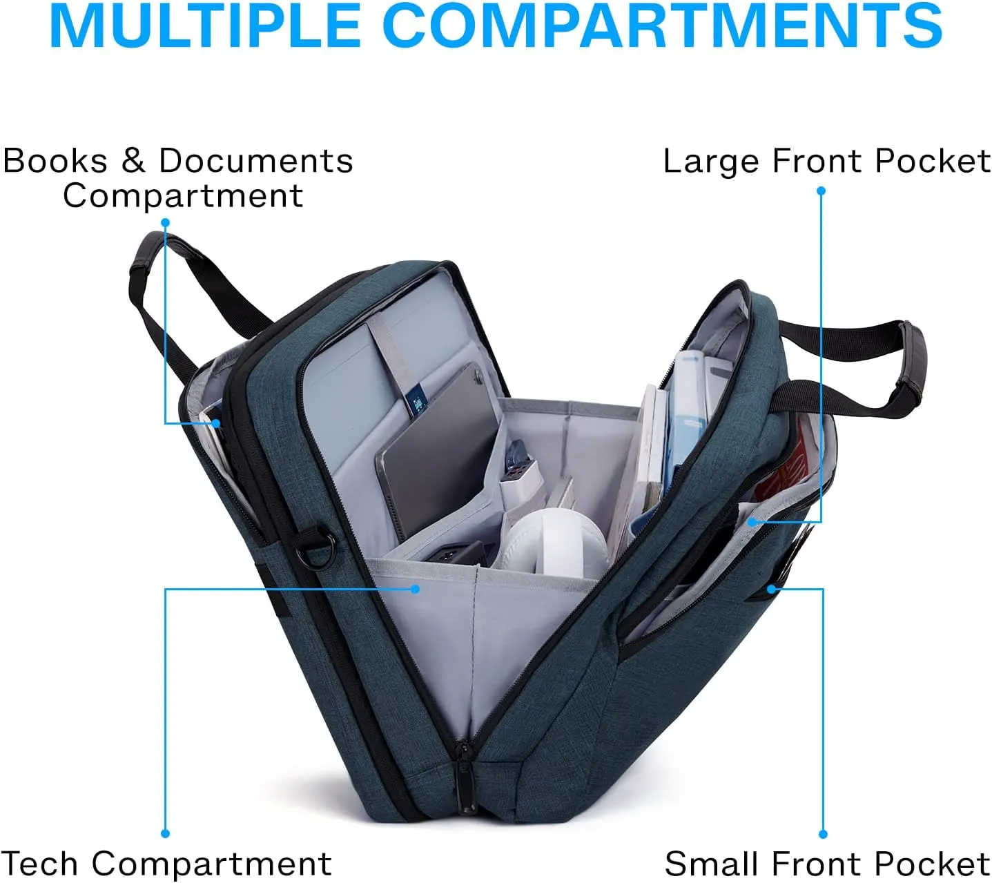 BAGSMART 17.3 Inch Laptop Bag, Expandable Computer Bag Laptop Briefcase Men Women, Laptop Shoulder Bag, Work Bag Business Travel Office, Dark Blue