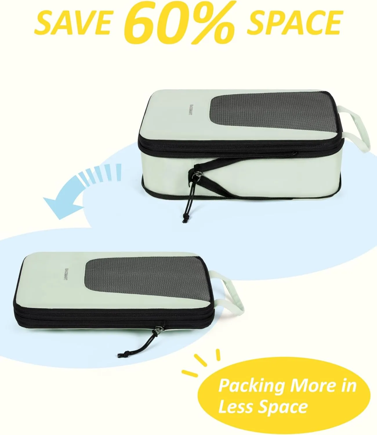 BAGSMART Compression Packing Cubes for Travel, 6 Set/4 Set Packing Cubes for Suitcases, Compression Suitcase Organizer Bags Set for Travel Essentials, Lightweight Packing Organizers