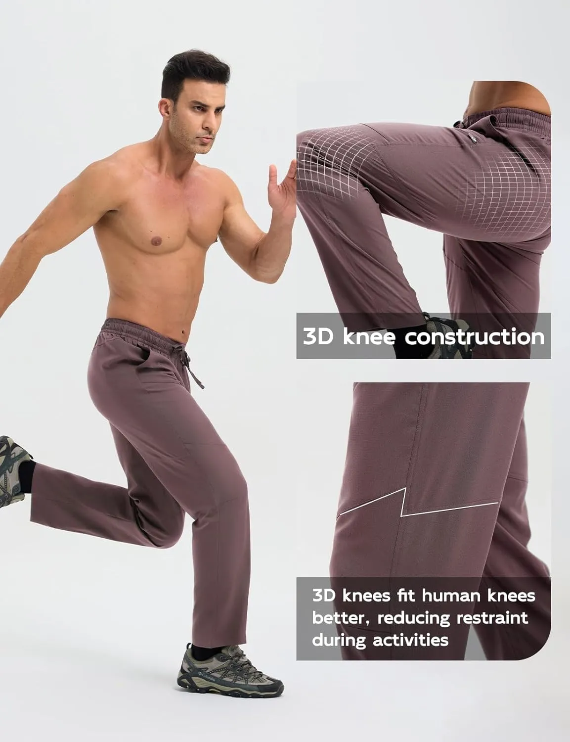 baleaf Men's Hiking Pants Ripstop Water Resistant Cargo Quick Dry Travel Elastic Waist with Zip Pockets UPF 50  Work
