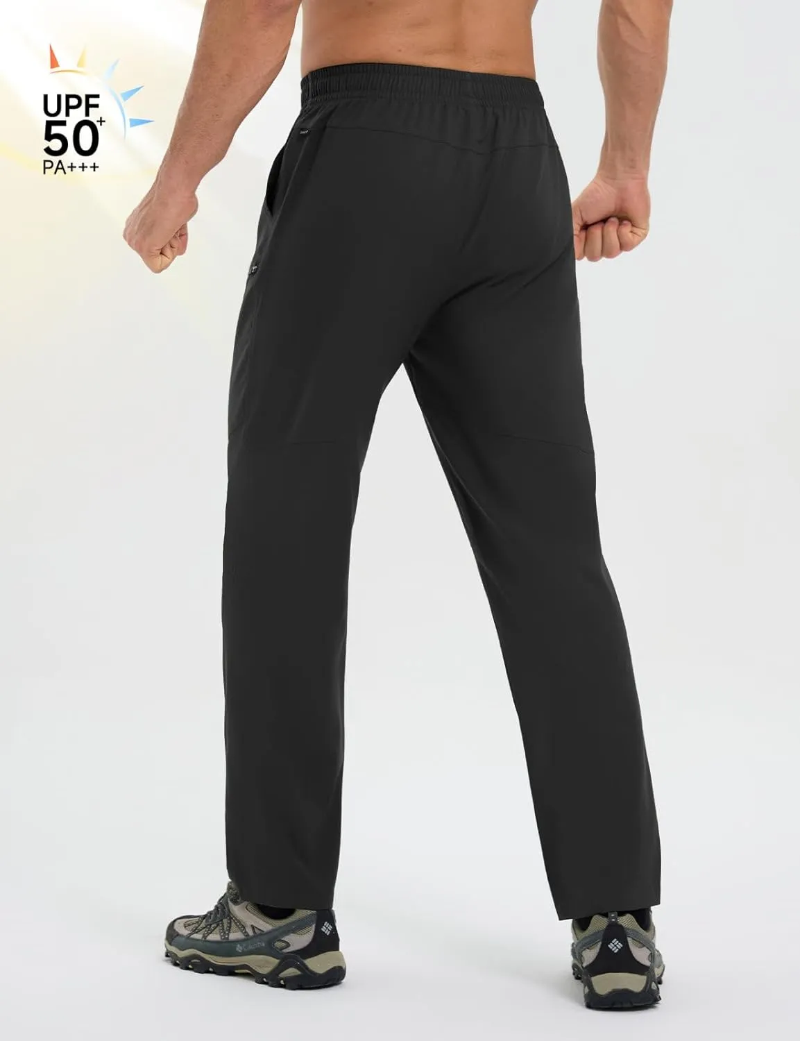 baleaf Men's Hiking Pants Ripstop Water Resistant Cargo Quick Dry Travel Elastic Waist with Zip Pockets UPF 50  Work