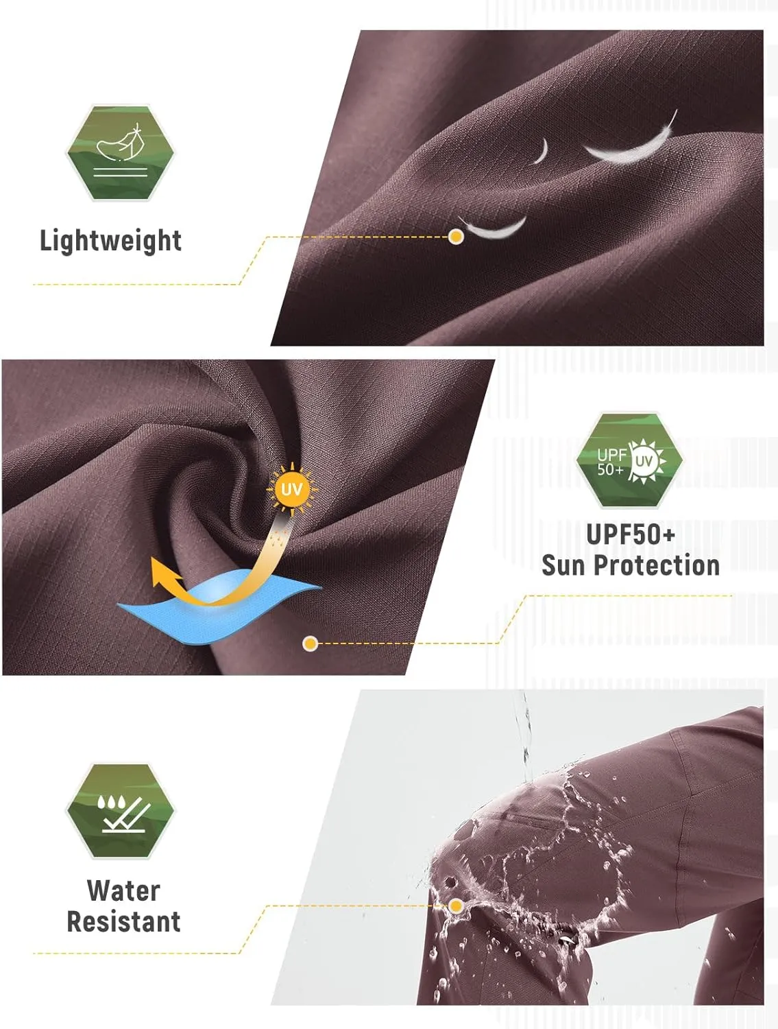 baleaf Men's Hiking Pants Ripstop Water Resistant Cargo Quick Dry Travel Elastic Waist with Zip Pockets UPF 50  Work