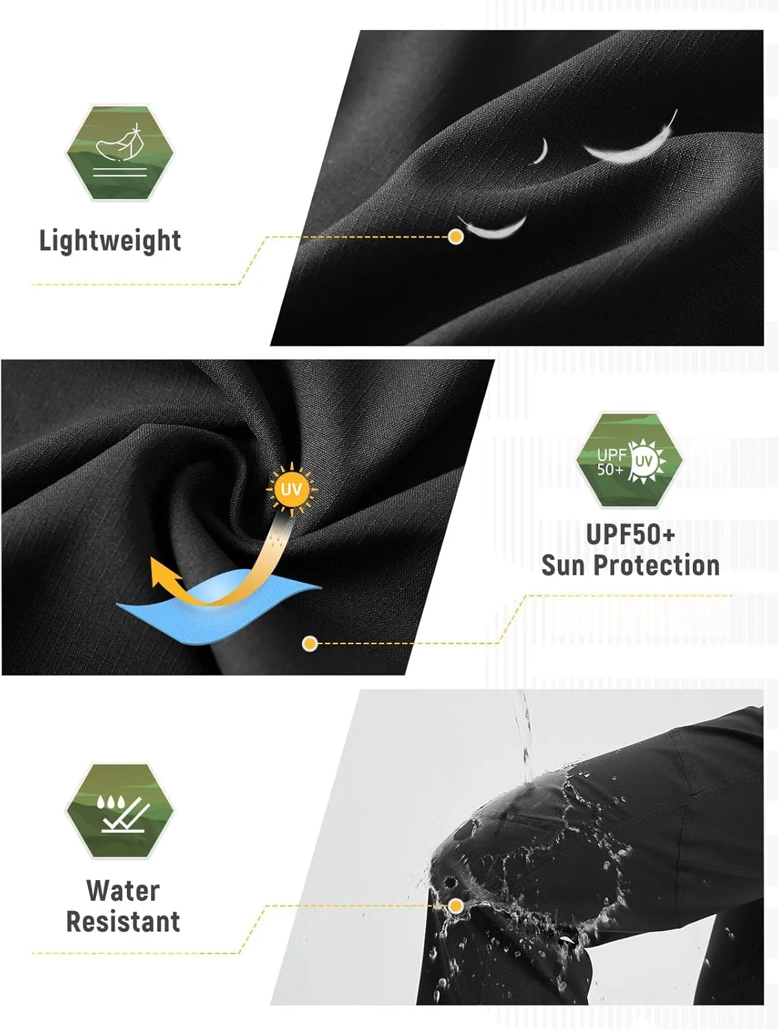 baleaf Men's Hiking Pants Ripstop Water Resistant Cargo Quick Dry Travel Elastic Waist with Zip Pockets UPF 50  Work