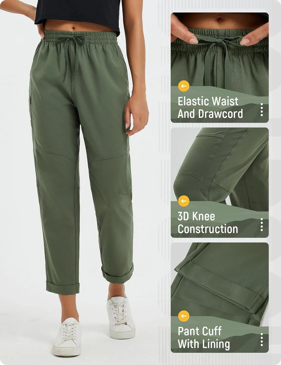 baleaf Women's Hiking Pants Ripstop Water Resistant Lightweight Golf Pants Quick Dry Zip Pockets Work Travel Clothes
