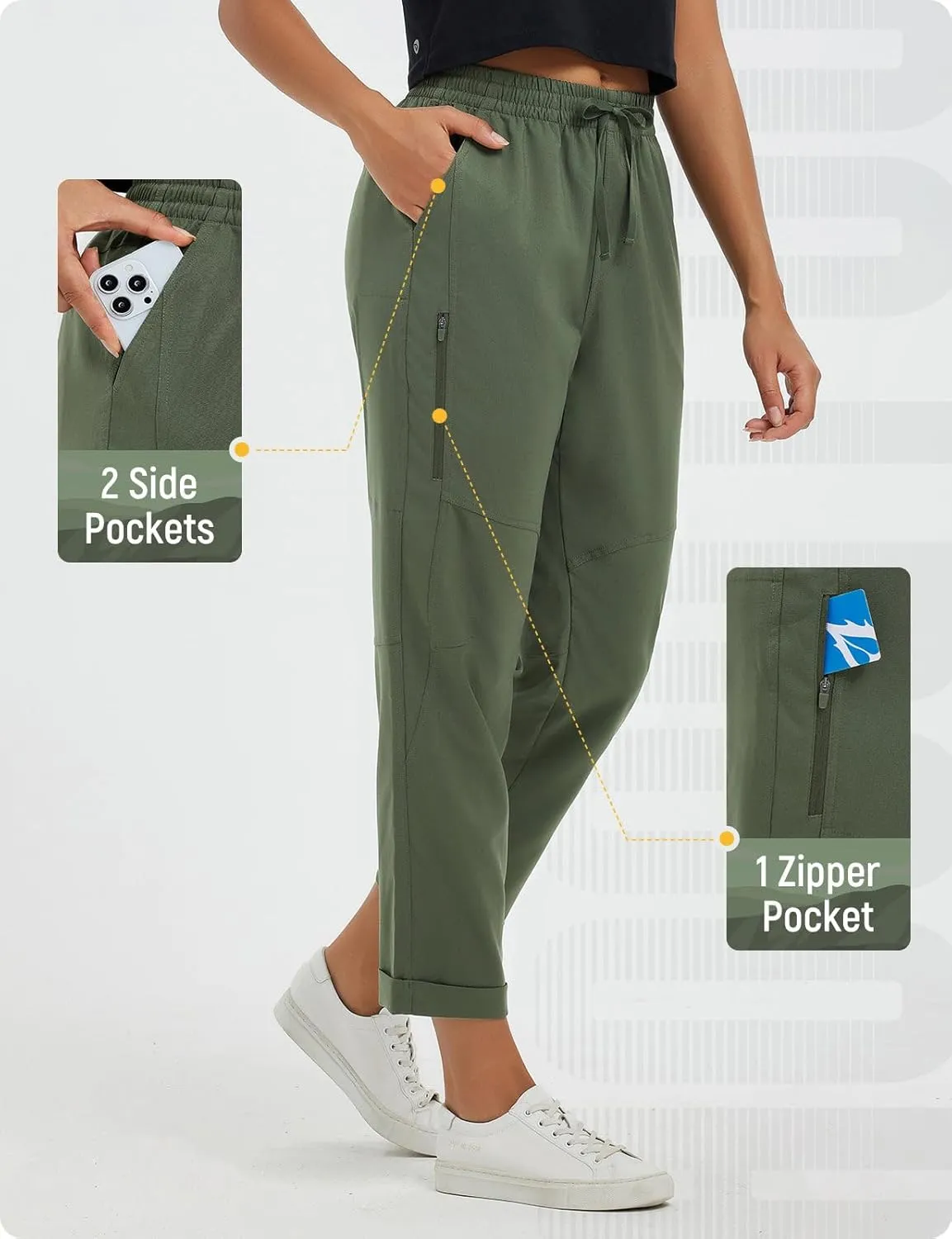 baleaf Women's Hiking Pants Ripstop Water Resistant Lightweight Golf Pants Quick Dry Zip Pockets Work Travel Clothes