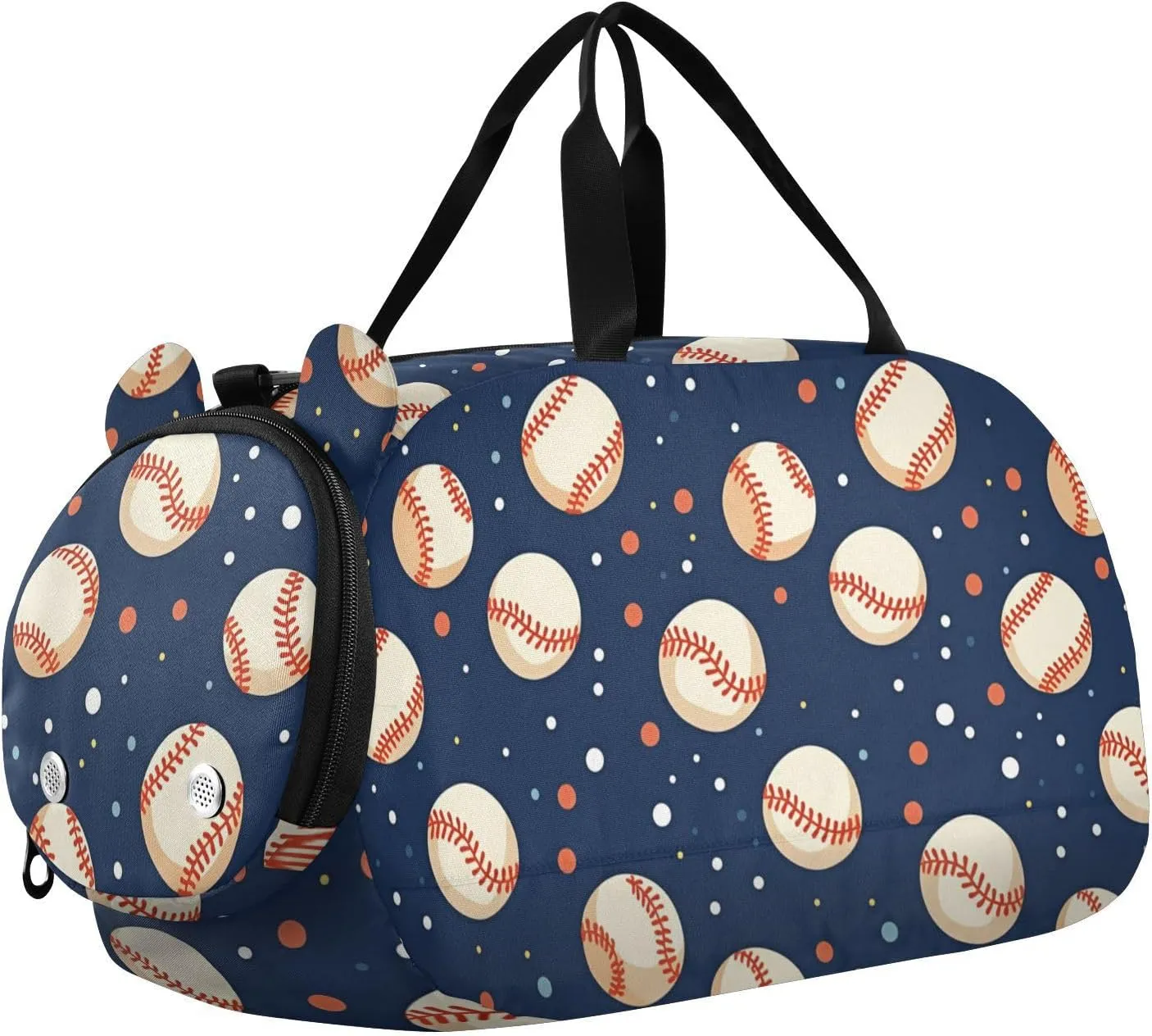 Ball and Dot Blue Gym Duffel Bag with Shoes Compartment Multifunctional Weekender Overnight Duffel Bag for Travel, Swimming, Dance, Ballet