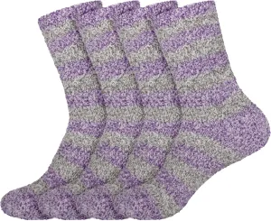 BambooMN Women's Soft Fuzzy Warm Cozy Striped Solid Socks - 4 Pair Value Packs