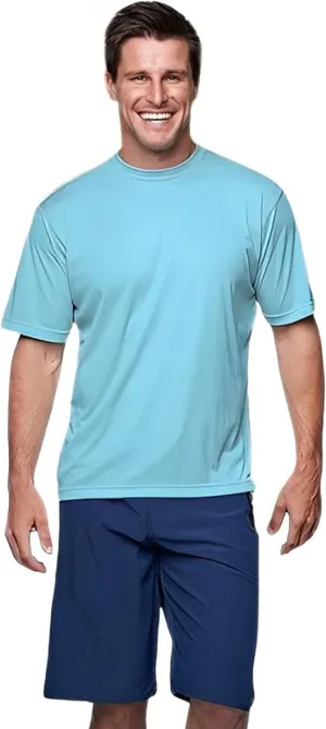 Banana Boat Men Rash Guard Short Sleeve tee Shirt for Men 100% Polyester | Waterproof | UPF 50  | UV Protection | Quick-Dry | Aqua | Large