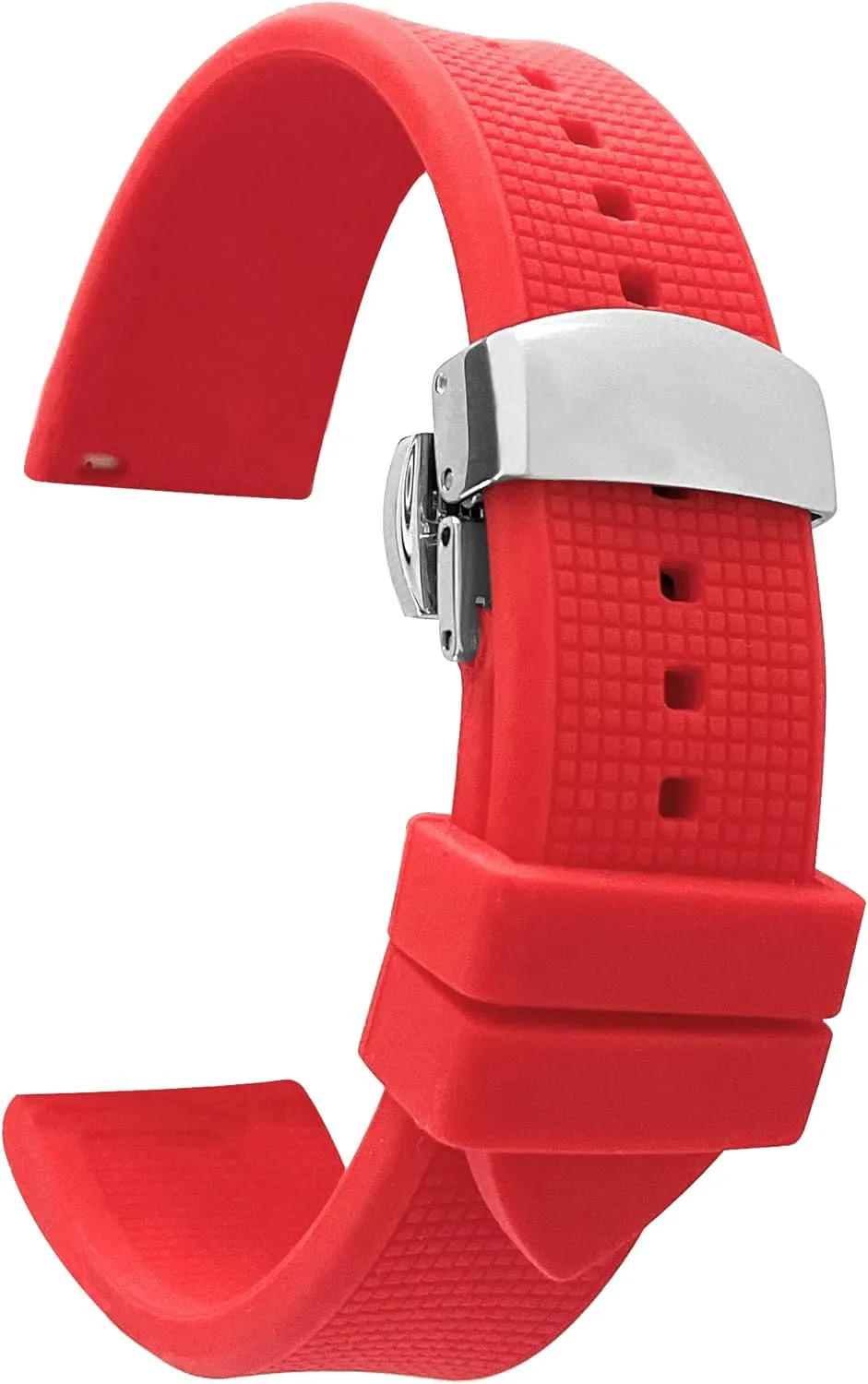 Bandini Silicone Watch Bands - Soft Rubber Replacement Watch Straps - Mesh, Checkered Pattern - Waterproof - Stainless Steel Deployment Buckle - Many Colors - 18mm, 20mm, 22mm