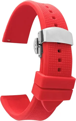 Bandini Silicone Watch Bands - Soft Rubber Replacement Watch Straps - Mesh, Checkered Pattern - Waterproof - Stainless Steel Deployment Buckle - Many Colors - 18mm, 20mm, 22mm
