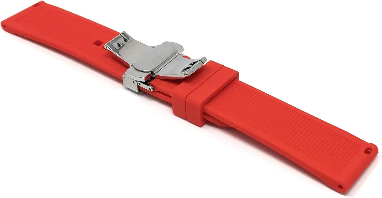 Bandini Silicone Watch Bands - Soft Rubber Replacement Watch Straps - Mesh, Checkered Pattern - Waterproof - Stainless Steel Deployment Buckle - Many Colors - 18mm, 20mm, 22mm