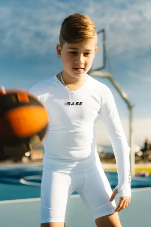 BASE Boys Compression Shorts - White