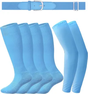 Baseball Belt and Socks Combo Softball Arm Sleeve UV Protection Compression Sleeves Adjustable Elastic Belt
