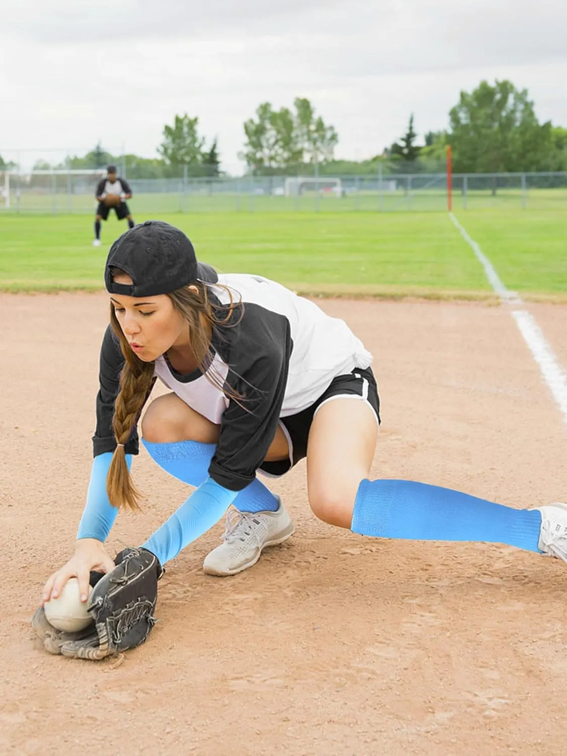 Baseball Belt and Socks Combo Softball Arm Sleeve UV Protection Compression Sleeves Adjustable Elastic Belt