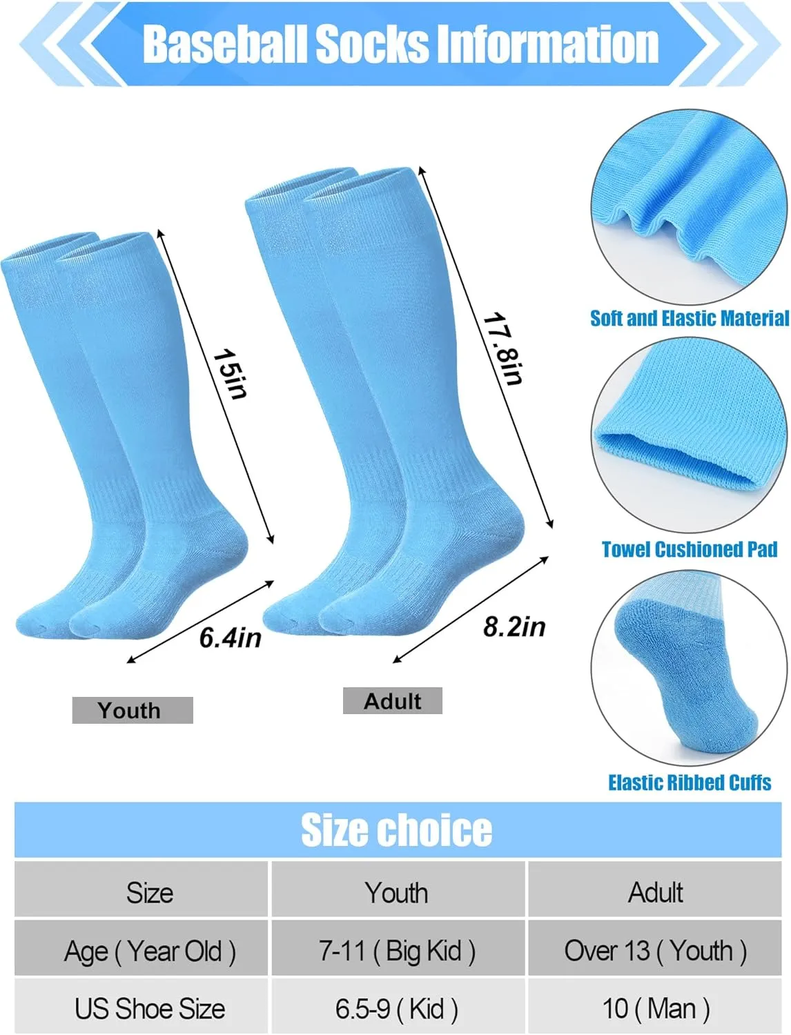Baseball Belt and Socks Combo Softball Arm Sleeve UV Protection Compression Sleeves Adjustable Elastic Belt