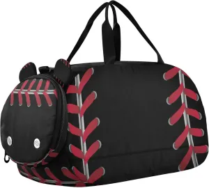 Baseball Sport Sports Duffle Bag for Girls Boys, Gym Bag with Shoe Compartment, Kids Travel Overnight Weekender Shoulder Bag