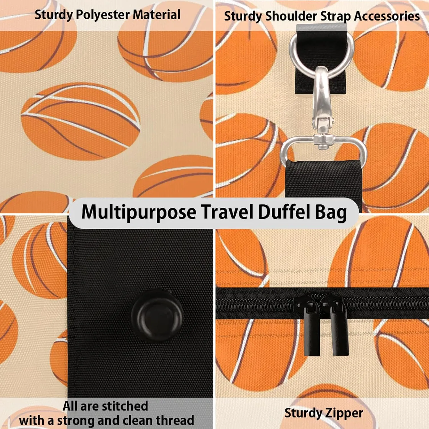 Basketball Duffle Bag for Travel, Overnight Weekend Gym Carry On Luggage Bag, Sports Travel Duffel Bag for Men Women