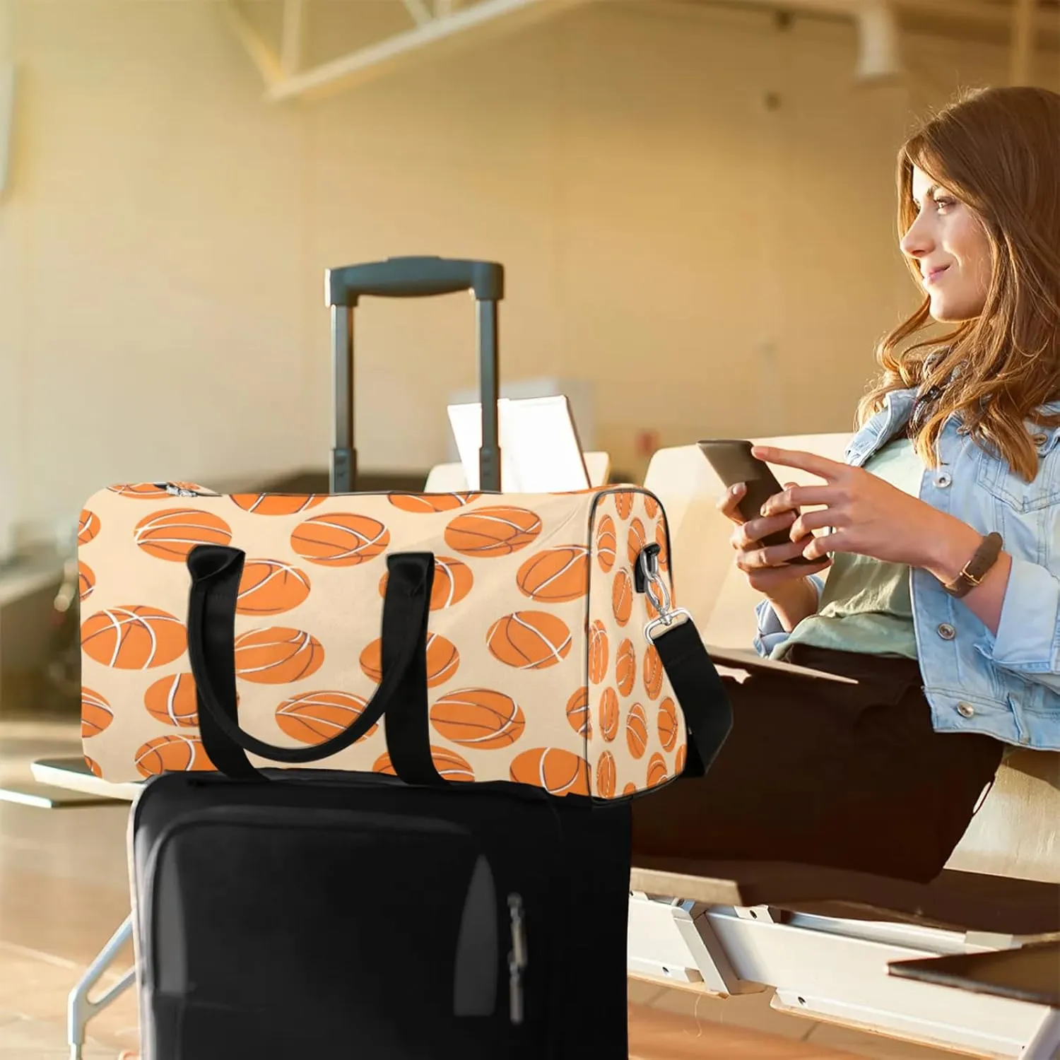 Basketball Duffle Bag for Travel, Overnight Weekend Gym Carry On Luggage Bag, Sports Travel Duffel Bag for Men Women