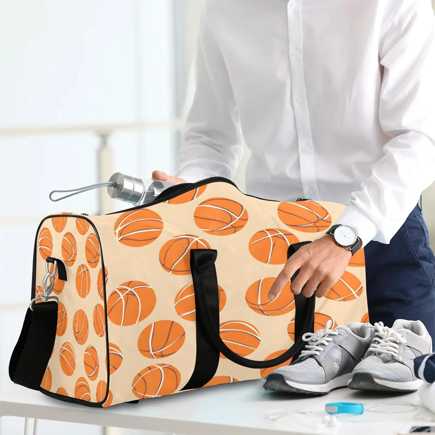 Basketball Duffle Bag for Travel, Overnight Weekend Gym Carry On Luggage Bag, Sports Travel Duffel Bag for Men Women